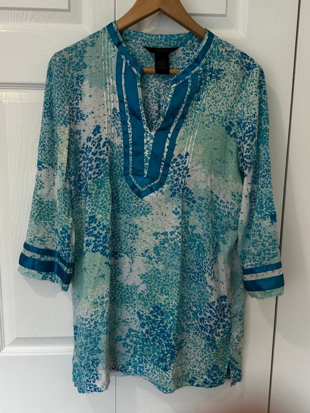 Calvin Klein Jeans Blue & Aqua Print Tunic Blouse – Size S/P